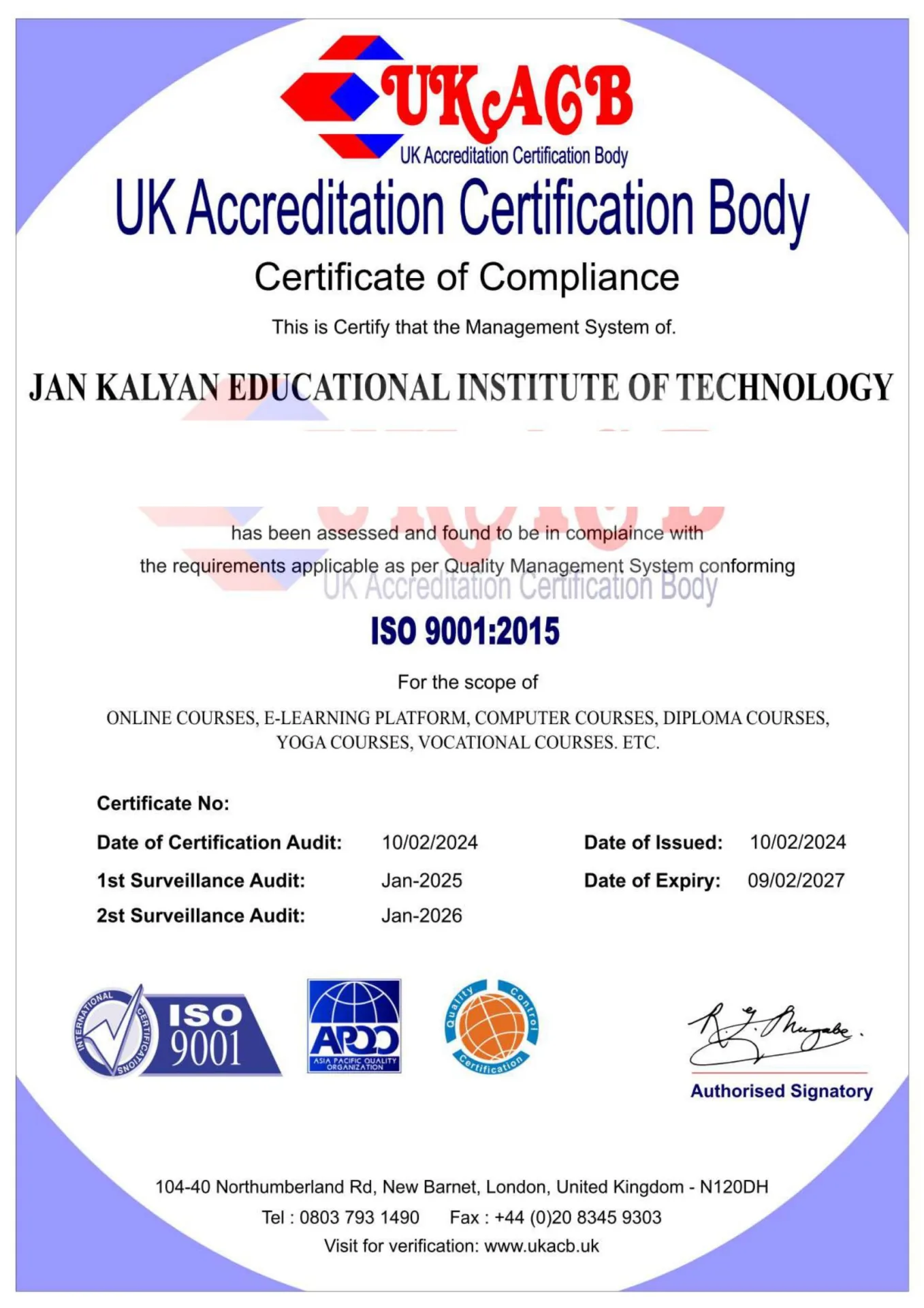 ISO in UKACB